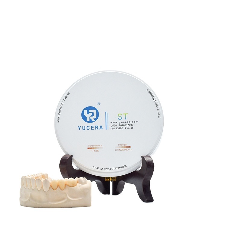 قیمت کارخانه Yucera دندانپزشکی فوق العاده شفاف ST 98mm 95mm بلوک سفید دیسک سرامیکی برای سیستم Cad Cad دستگاه فرز 5 محور