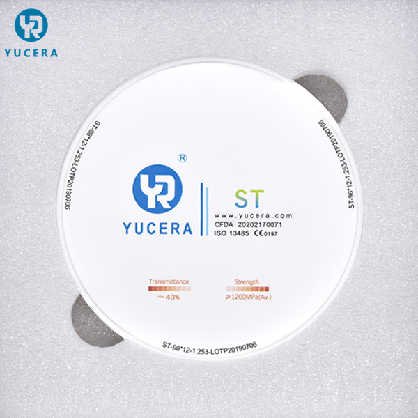 قیمت کارخانه Yucera دندانپزشکی فوق العاده شفاف ST 98mm 95mm بلوک سفید دیسک سرامیکی برای سیستم Cad Cad دستگاه فرز 5 محور