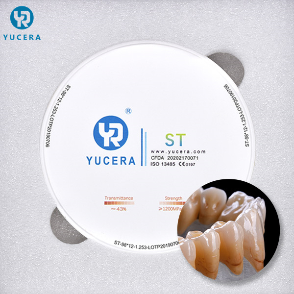 قیمت کارخانه Yucera دندانپزشکی فوق العاده شفاف ST 98mm 95mm بلوک سفید دیسک سرامیکی برای سیستم Cad Cad دستگاه فرز 5 محور