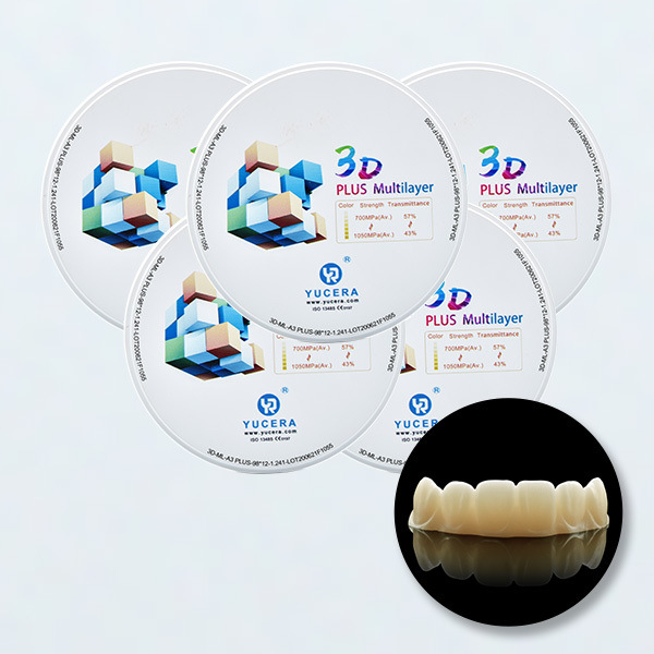 3D Plus Multilayer 43% -57% 6 Layers Dental Block Disc for CAD CAM Crown and Bridge 98mm Open System