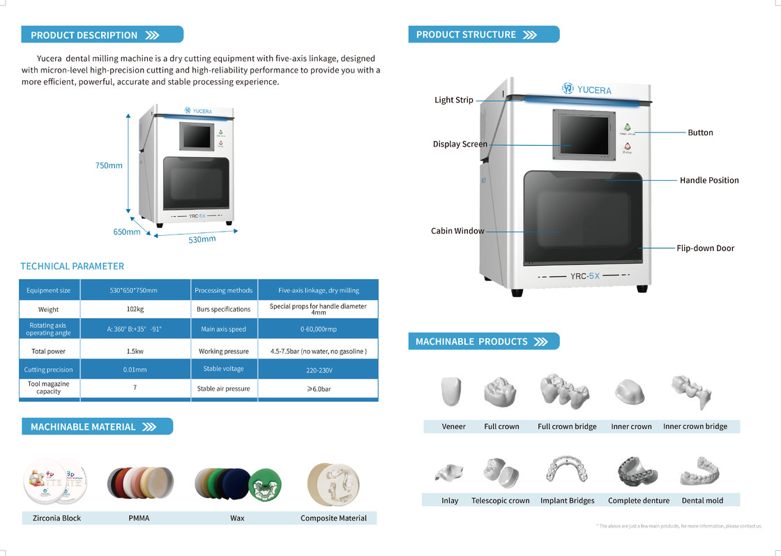 تجهیزات آزمایشگاهی خشک یونیورسال جدیداً منتشر شده توسط Yucera، تجهیزات زیرکونیا 5 محوره، دستگاه فرز دندانی
