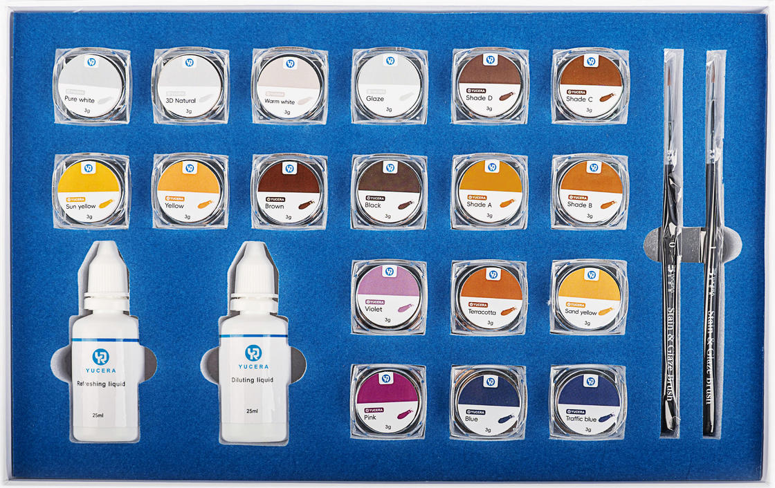 کیت رنگ‌آمیزی زیرکونیای سرامیکی 18 رنگ Yucera Unique Smile Solutions، درخشش طبیعی برای ایجاد لابراتوارهای دندانی