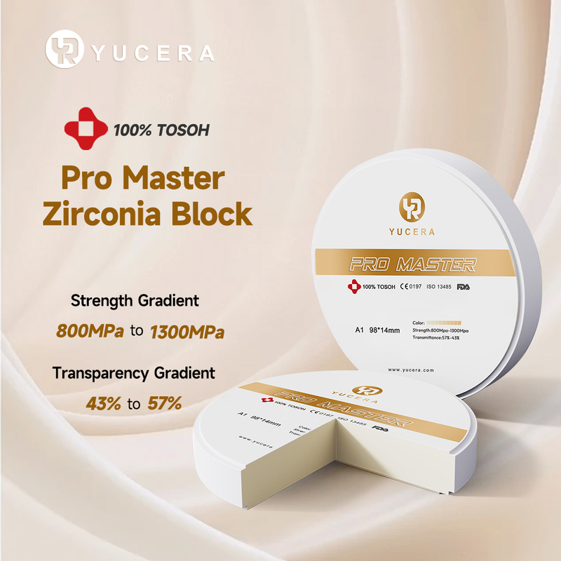 بلوک‌های زیرکونیای کارآمد Yucera Pro Master - صرفه‌جویی در زمان و هزینه در کار دندانپزشکی